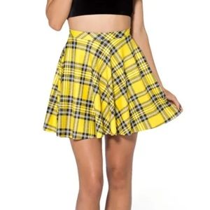 Blackmilk Yellow Tartan Skater Skirt - limited